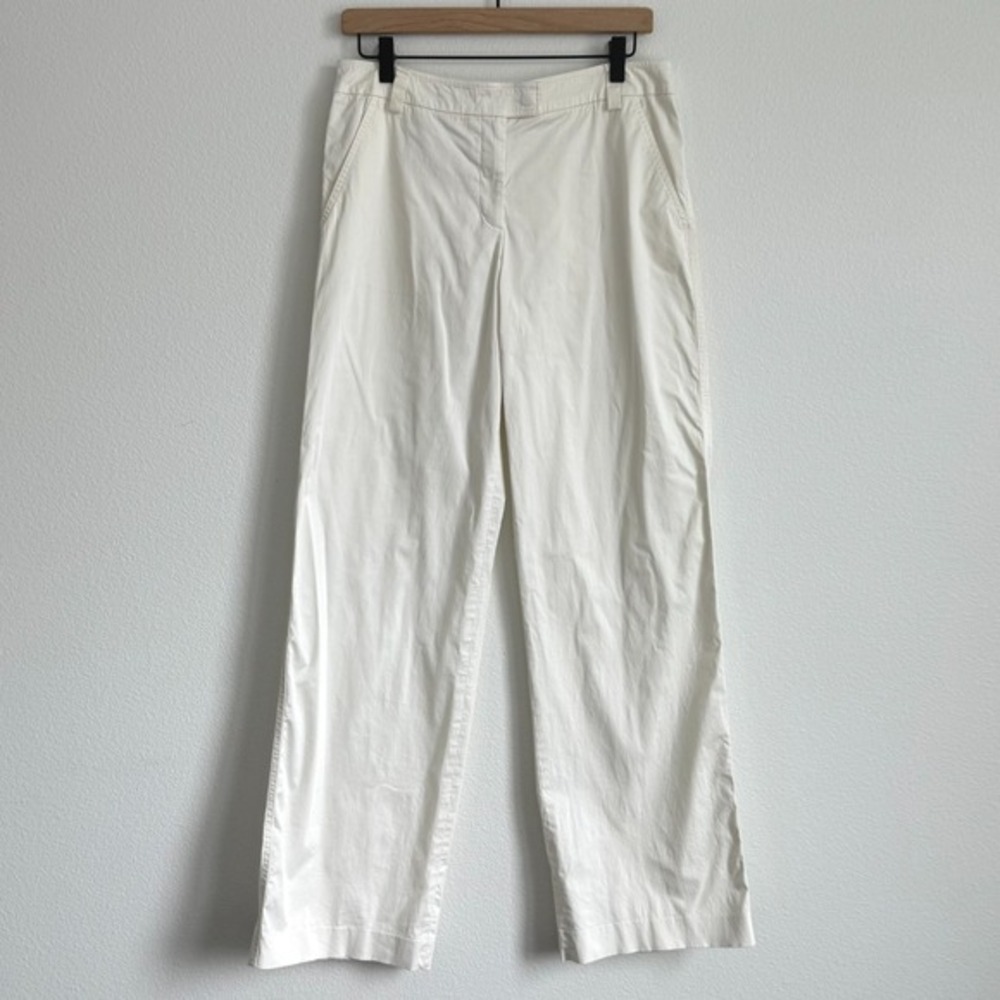 Giorgio Armani‎ White Wide Leg Trousers 44 Office Siren Italy Quiet Luxury Milan